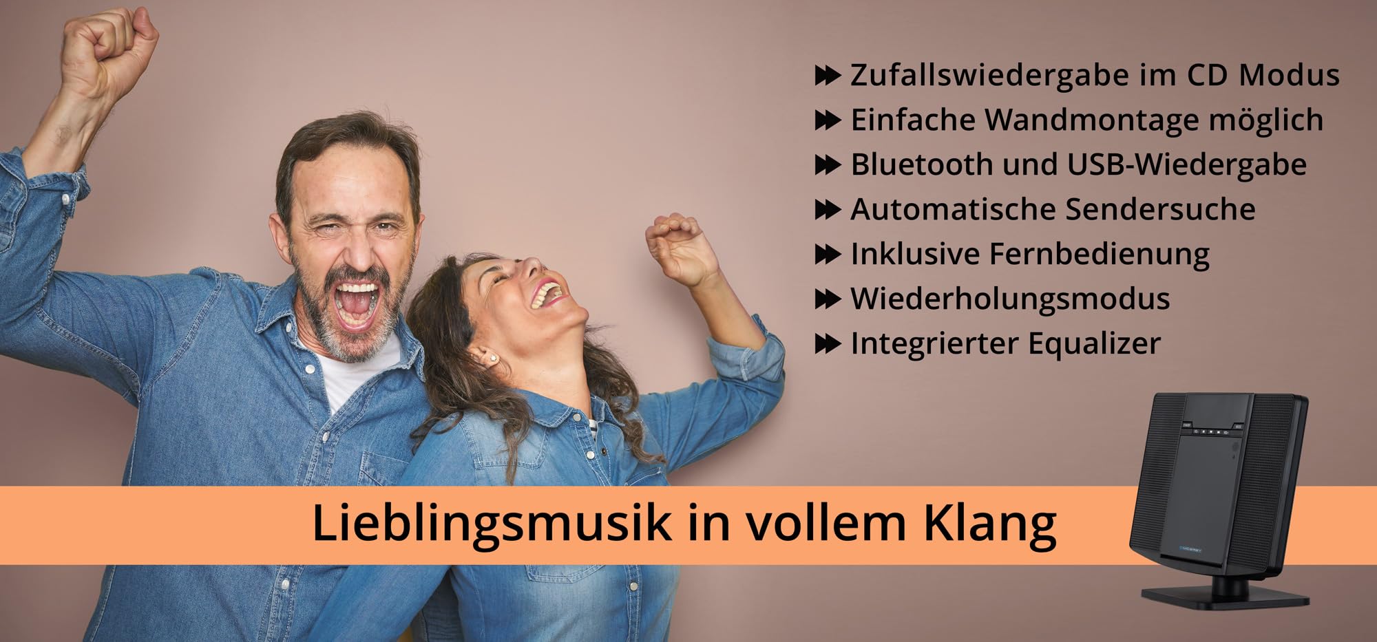 MCD-60 Vertikal Stereoanlage mit CD/MP3-Player, USB-Slot und Bluetooth - Retoure (Zustand: gut)