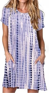 Alaster Women’s Casual Summer T Shirt Dress Loose Short Sleeve Tunic Dress with Pocket for Women