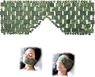 HASAIKA® MáScara Jade para Los Ojos, Máscara De Piedra Facial Verde Natural, Fría o Caliente Usando Máscara de Dormir para Relajar Los Ojos Aliviar MigrañA (verde oscuro)