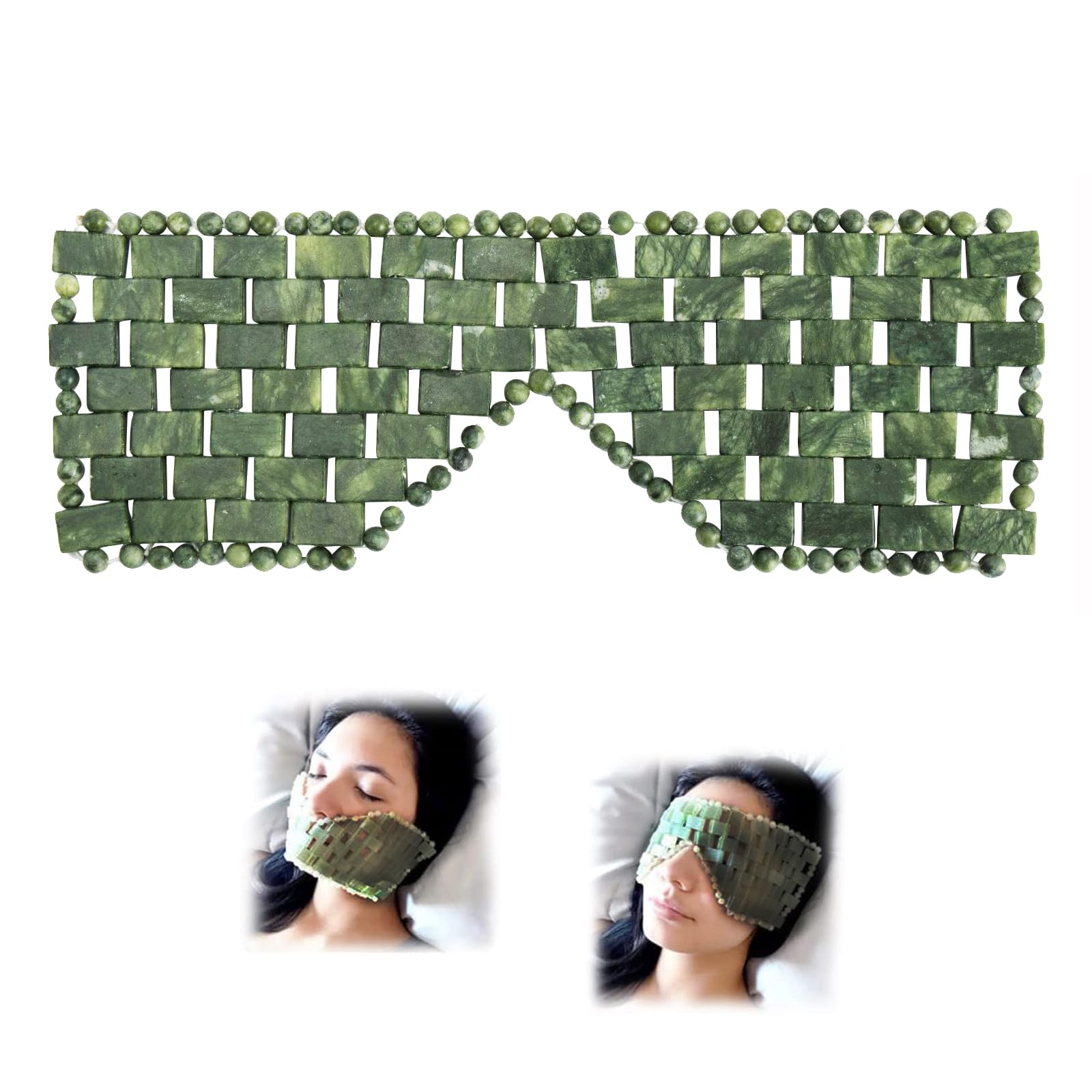 Maschera per Gli Occhi in Giada, Maschera Per Occhi In Pietra, Naturale Pietre Di Giada Anti Invecchiamento, Aiuta A Ridurre il Gonfiore Degli, il Mal di Testa (verde scuro)