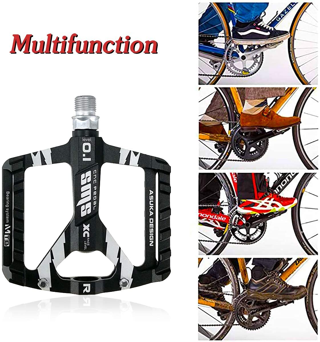PEARL pédale de vélo trekking: Set de 8 pédales de vélo en aluminium ultralégères, antidérapantes, pour VTT et vélo de route. (pédale de vélo de course