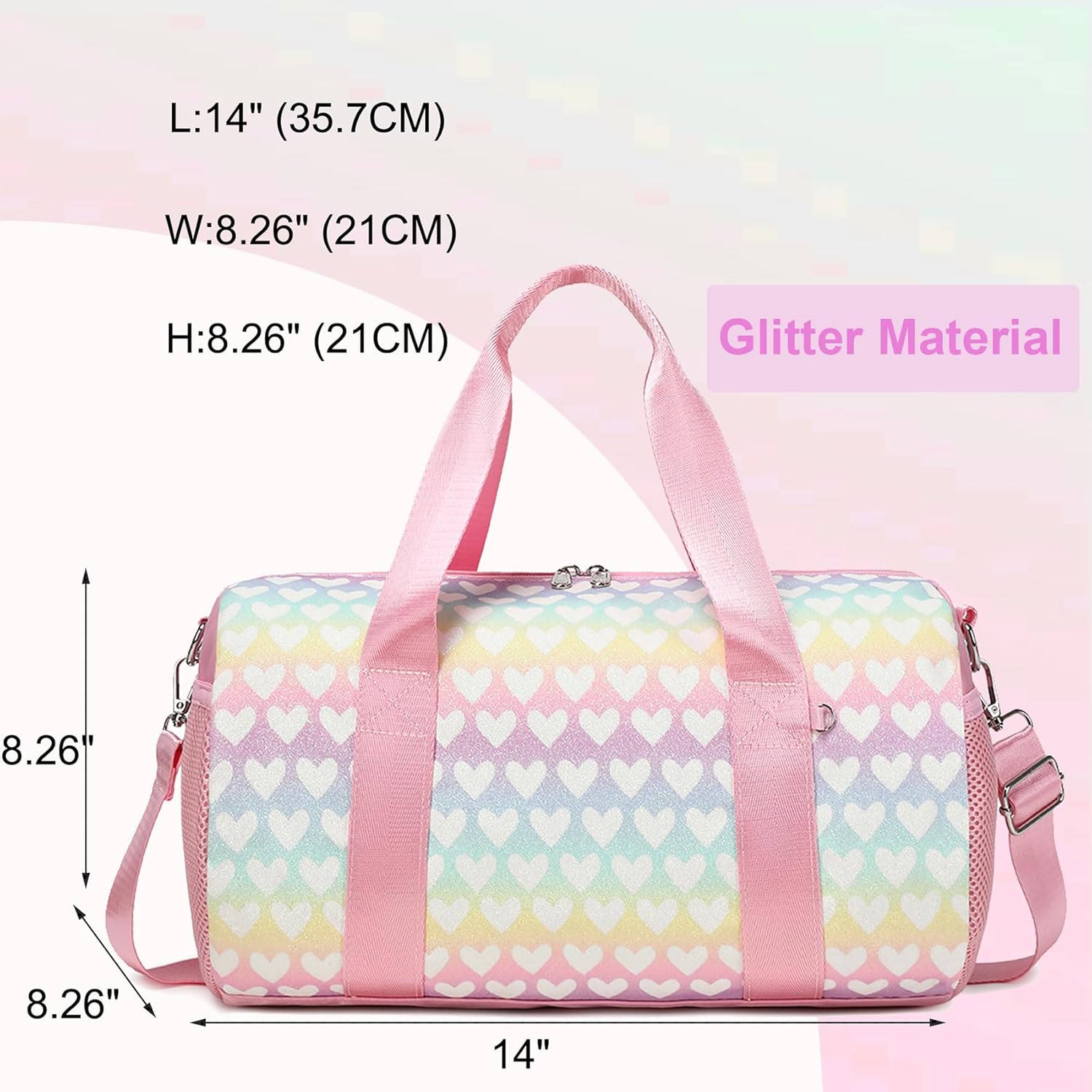 Dance Ballet Bag for Girls 4-6 Ballerina Gymnastic Bag Toddler Small Duffle Dance Bags for Little Dancers,Glitter Material,14"*8.26"*8.26" - Image 6