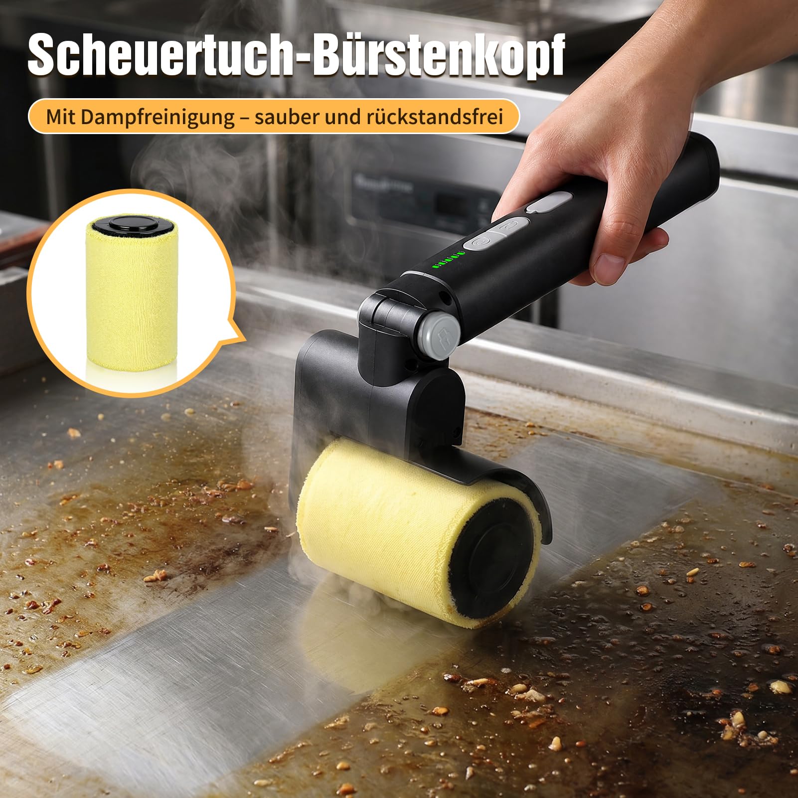 Ersatzbürstenköpfe für elektrische Grillbürsten - 3-in-1-Grillbürstenersatzset, enthält Edelstahldrahtbürstenkopf, Polierpolster & Scherpolster