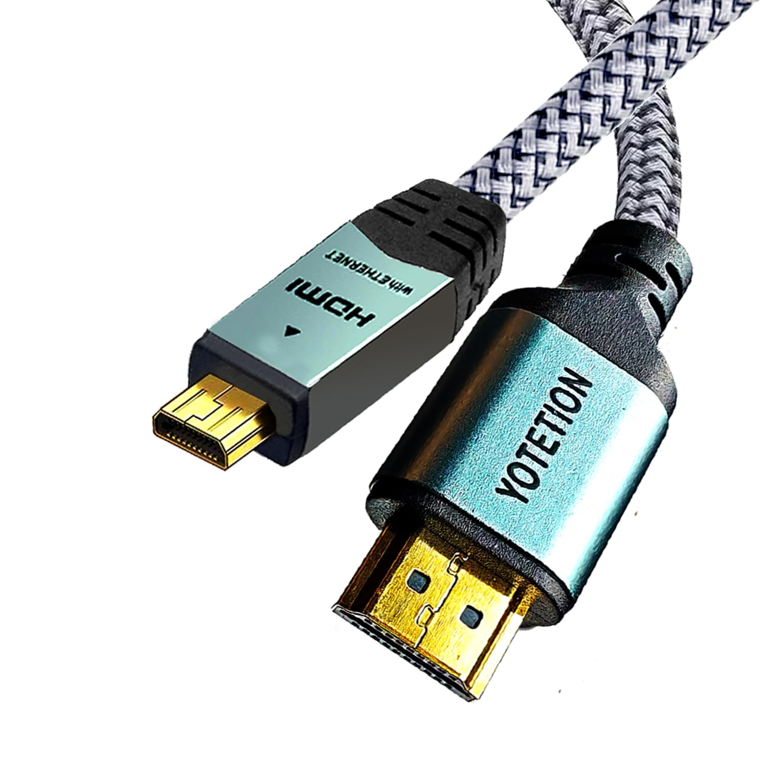 Cable micro HDMI a HDMI de 20 pies, adaptador micro HDMI premium, cable trenzado de nailon HDR 4K a 60Hz, para GoPro Hero, zfc, RPi, A6000, A6300, cámara, tarjeta de captura de video