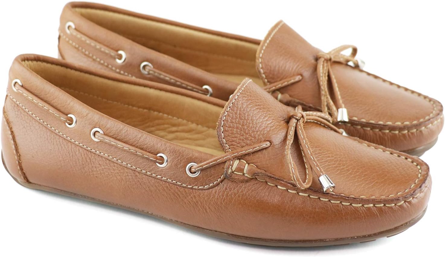 MJNY Womens Casual Comfortable Genuine Leather Lightweight Driving Moccasins Classic Fashion Tiebow Slip On Ladies Driving Loafer Flat Shoes - Image 4