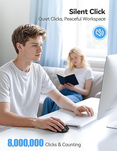 Vista 7 de TECKNET Ratón Inalámbrico Recargable, Ratón para Computadora Portátil, Ratones de Computadora USB 2.4G Inalámbricos, Ratón Ergonómico Silencioso