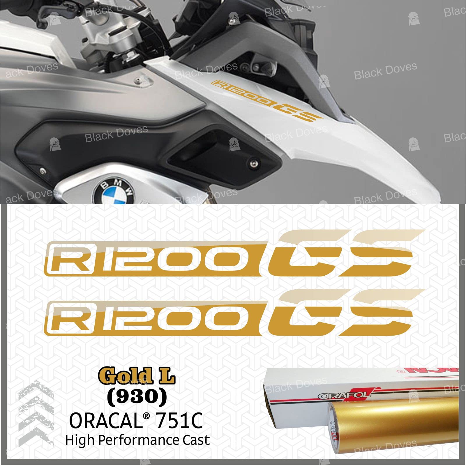 2 Aufkleber Für BMW R1200 GS Adventure Motorrad | Weiß-gelb, High Performance Cast