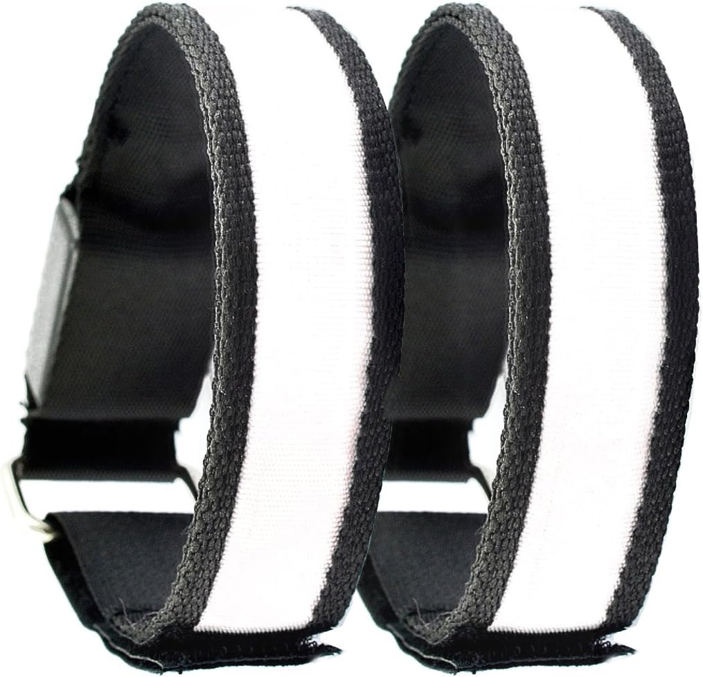 Box of 2 - White LED Armband / Wristband / Bracelet for Running in the Dark or Night - 3 Settings: Fast, Slow, Steady - Safe, Stylish, and Sleek