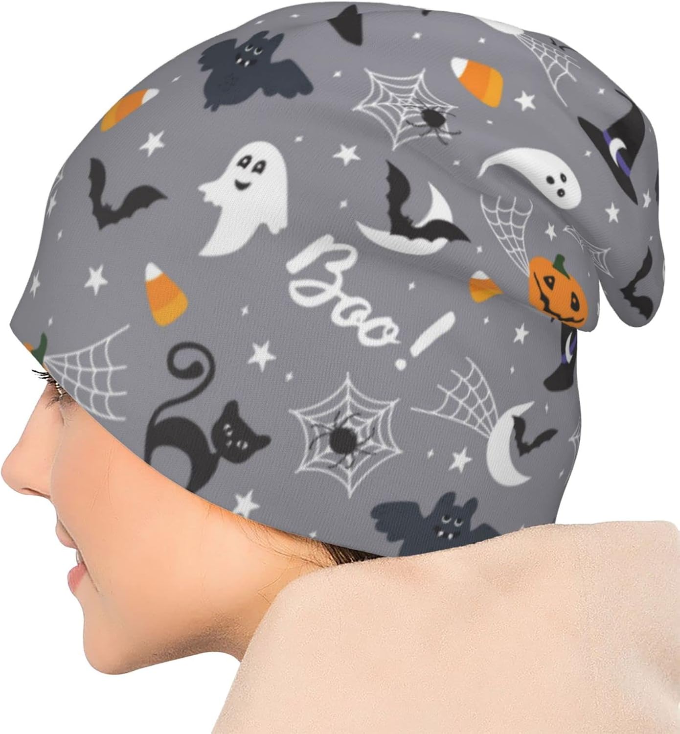 LAIPUTER Halloween Beanie Standard Closed Chemo Hat Cancer Headwear Knitted Hats Baggy Slouchy Cap for Adults Women Men - Image 6