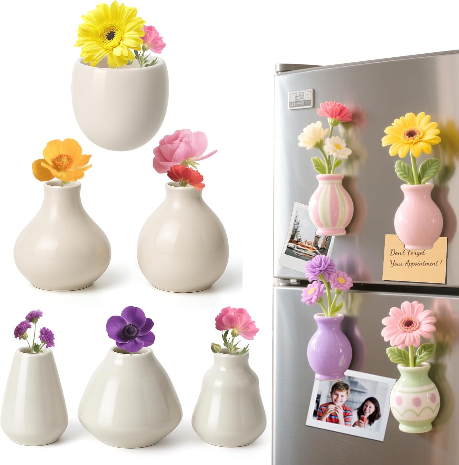 Mini Vase Magnets for Fridge – Cute Flowers Plant Ceramic Vase Magnets Tiny 3D Magnetic Vases for Refrigerator Kitchen Locker Office Decoration (6 Pack) Mini Vase Magnets for Fridge – Cute Flowers Plant Ceramic Vase Magnets Tiny 3D Magnetic Vases for Refrigerator Kitchen Locker Office Decoration (6 Pack)