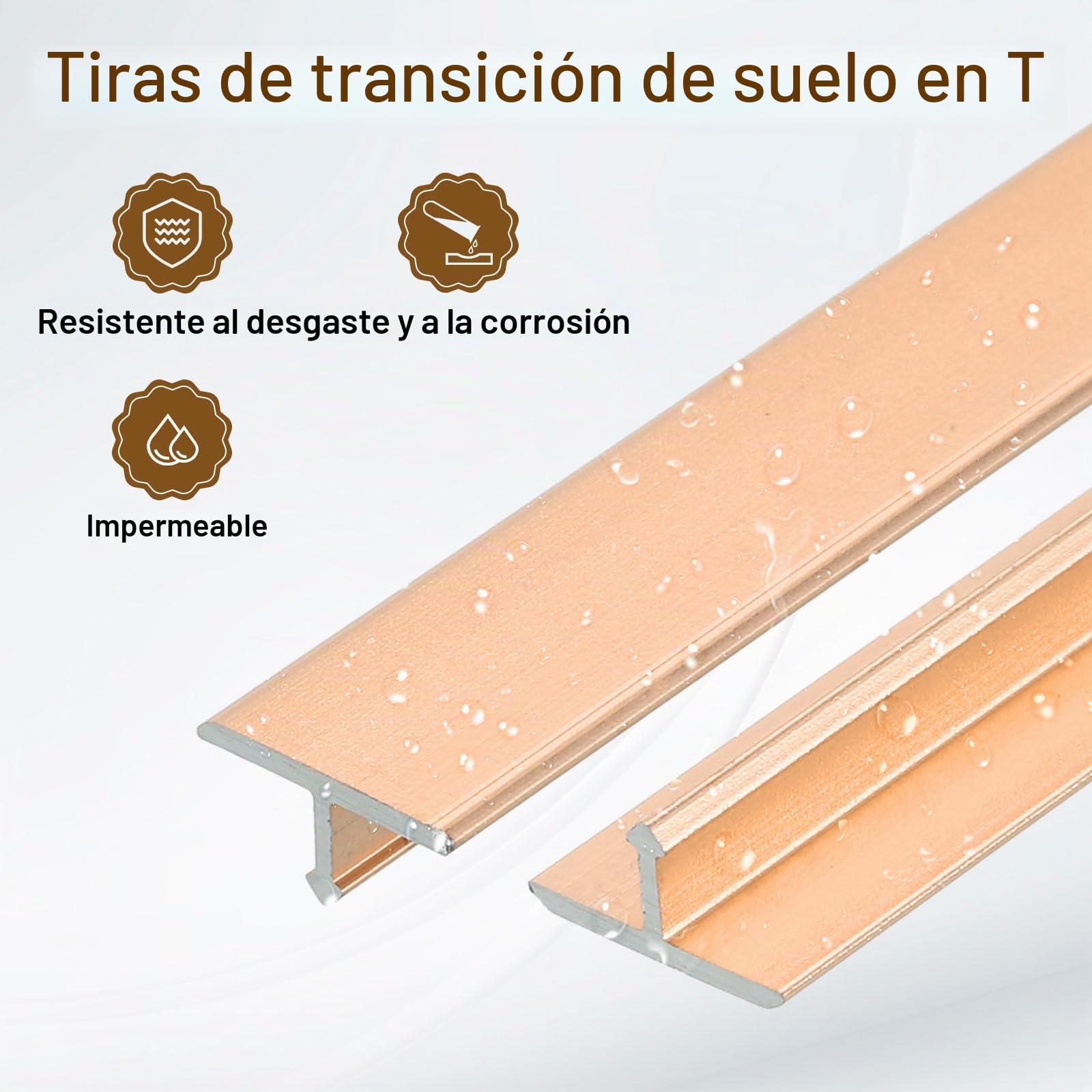QUARKZMAN 3 Piezas 2.9 Pies x 0.39" T Moldura Tiras De Transición Para Pisos Aleación De Aluminio Cierre Para Brechas De Vinilo Entre Tablones De Laminado Baldosas Brechas En Pisos Dorado