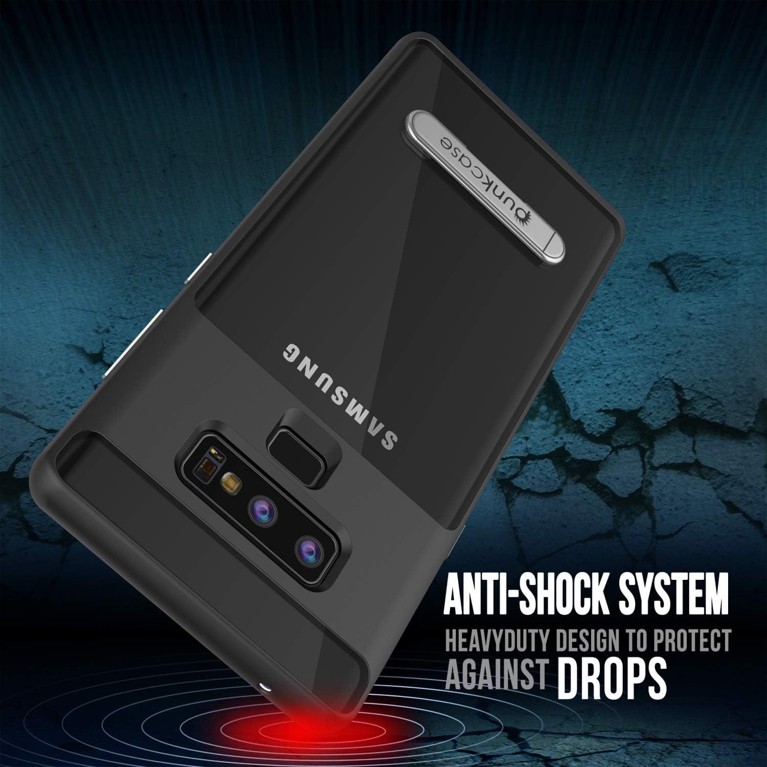 Galaxy Note 9 Case, PUNKcase [Lucid 3.0 Series] [Slim Fit] [Clear Back] Armor Cover w/Integrated Kickstand, Anti-Shock System & PUNKSHIELD Screen Protector for Samsung Galaxy Note 9 [Black]
