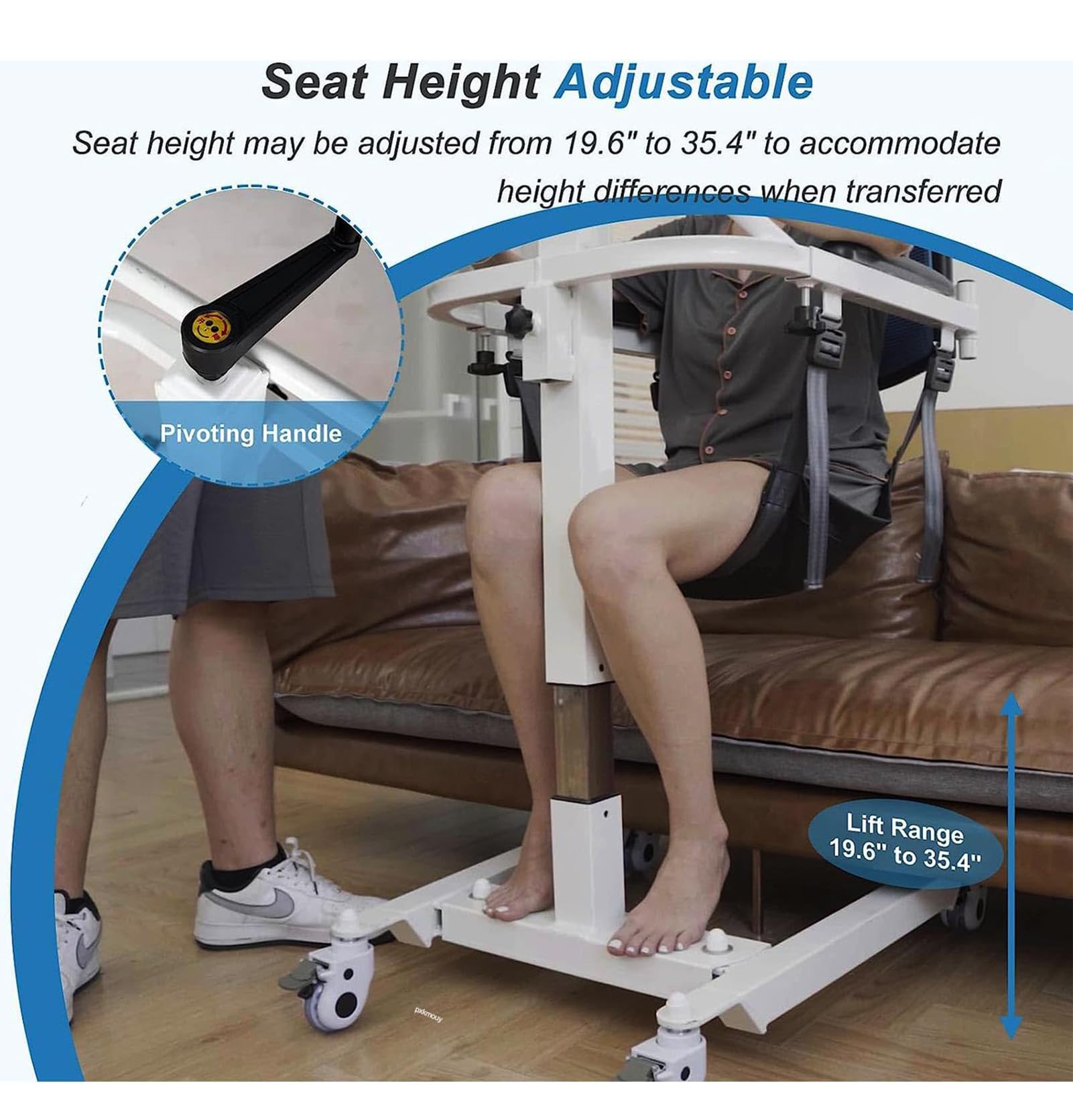 Sedia a rotelle con seduta divisa a 180° per uso domestico, ascensore portatile per pazienti e doccia