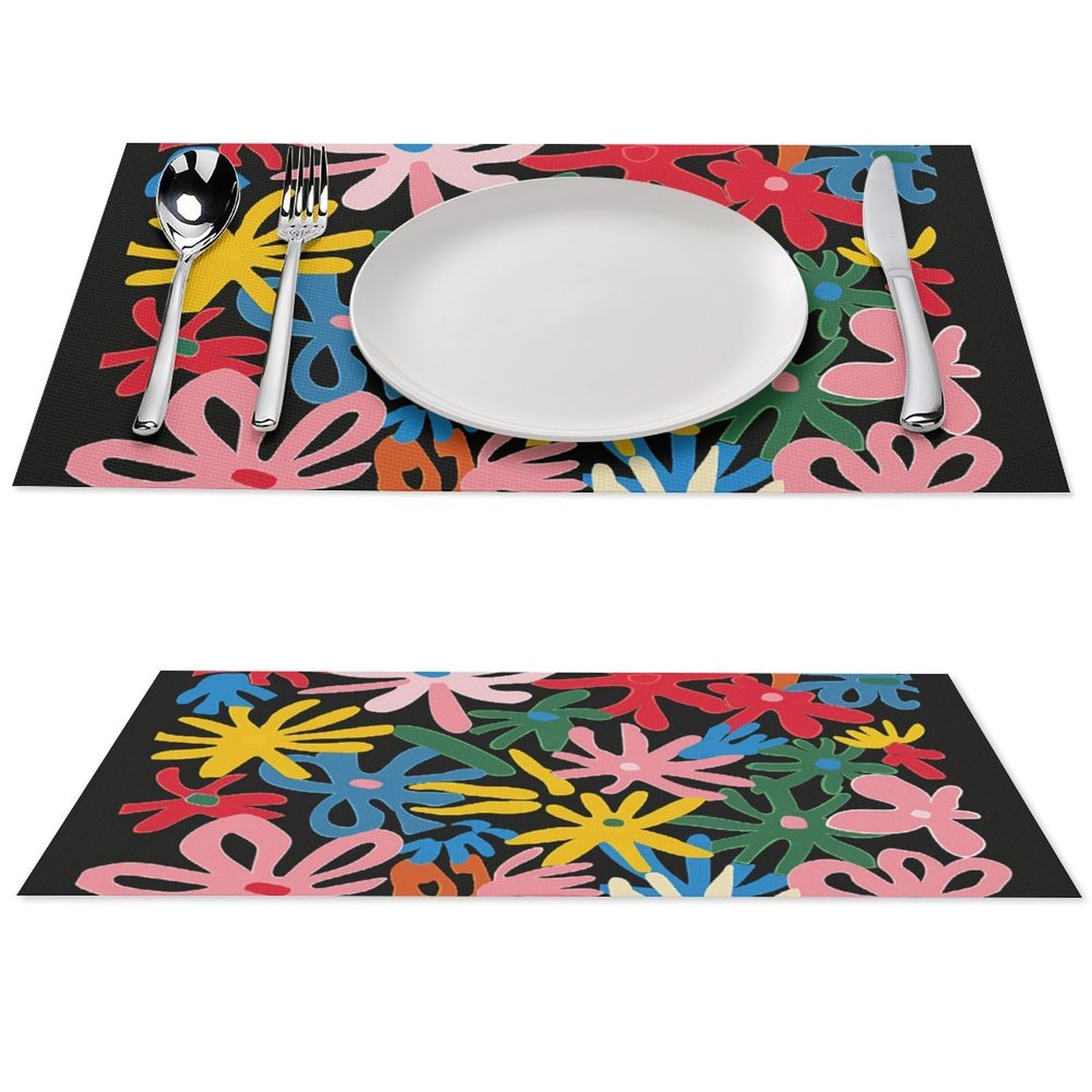 Set de table PVC motif fleurs coupées x4 lavables et antidérapants pour cuisine