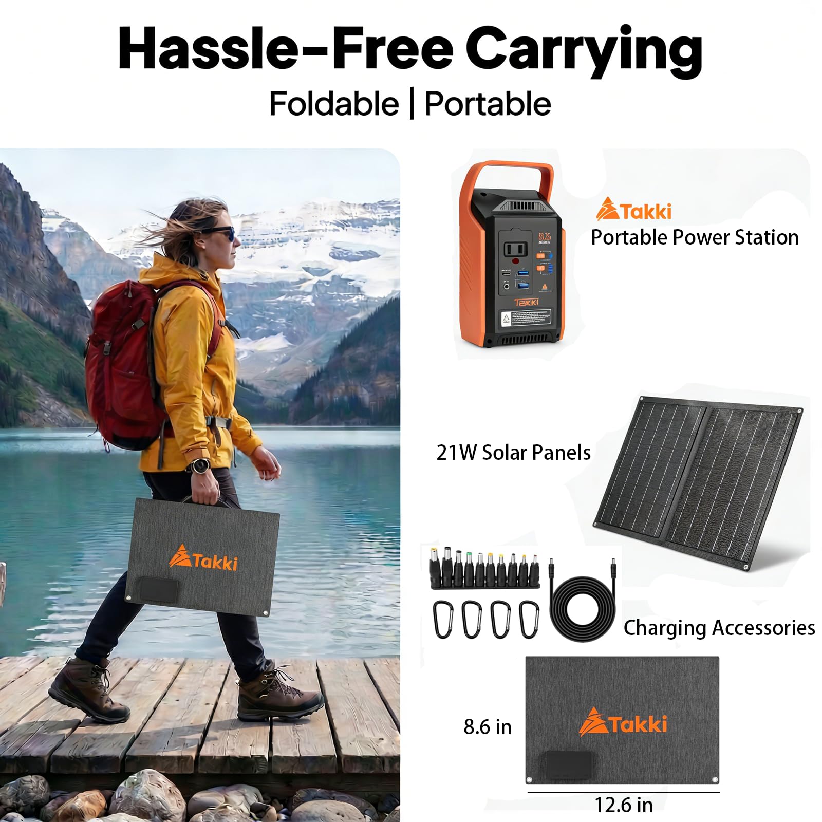 Takki 83Wh Solar Generator with 21W Solar Panels Included Portable Power Station Backup Bank with AC DC USB Ports Lights for Camping Tent Outdoor Emergency Home Use — view 7