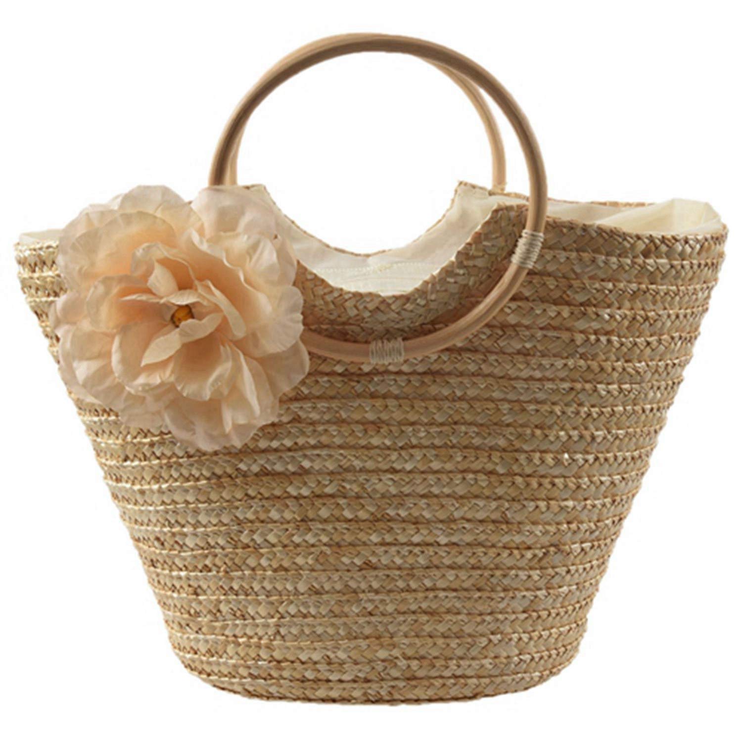 Amazon.com: Women's Straw Flower Woven Beach Messenger Tote