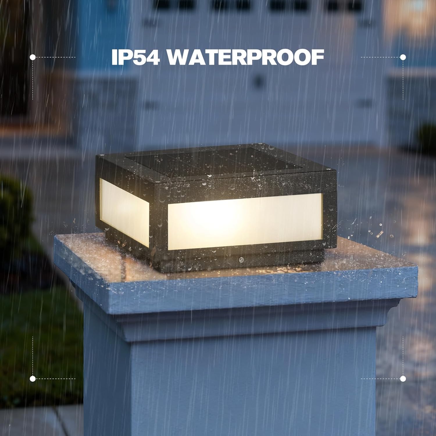 11.81" Solar Post Lights Glass, 3000K LED Outdoor Lamp Post Light, IP54 Waterproof Solar Pillar Lights Outdoor, Dusk to Dawn Column Lighting for Posts Fence Outside Entrance Yard Driveway