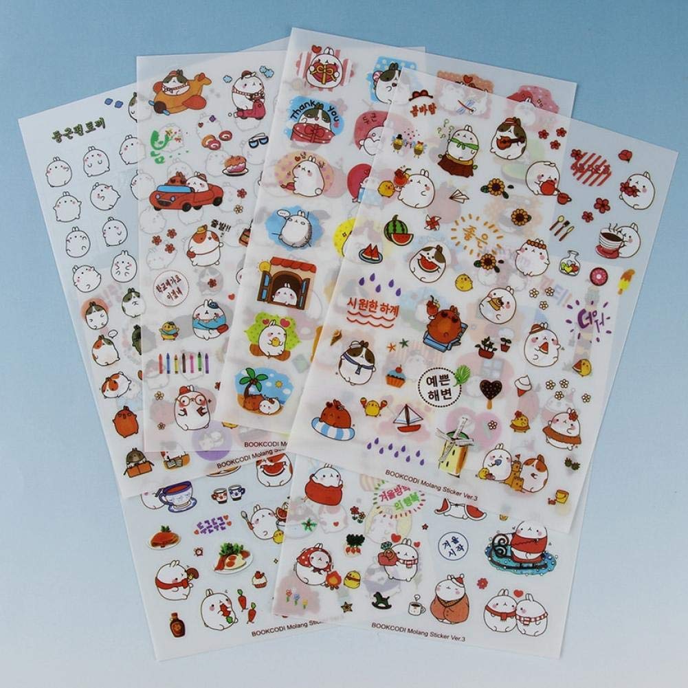 Oulensy 6 Sheets Korea Creative Potato Rabbit Series Pvc Sticker Set Kawaii Stationery Animal Stickers Random Style