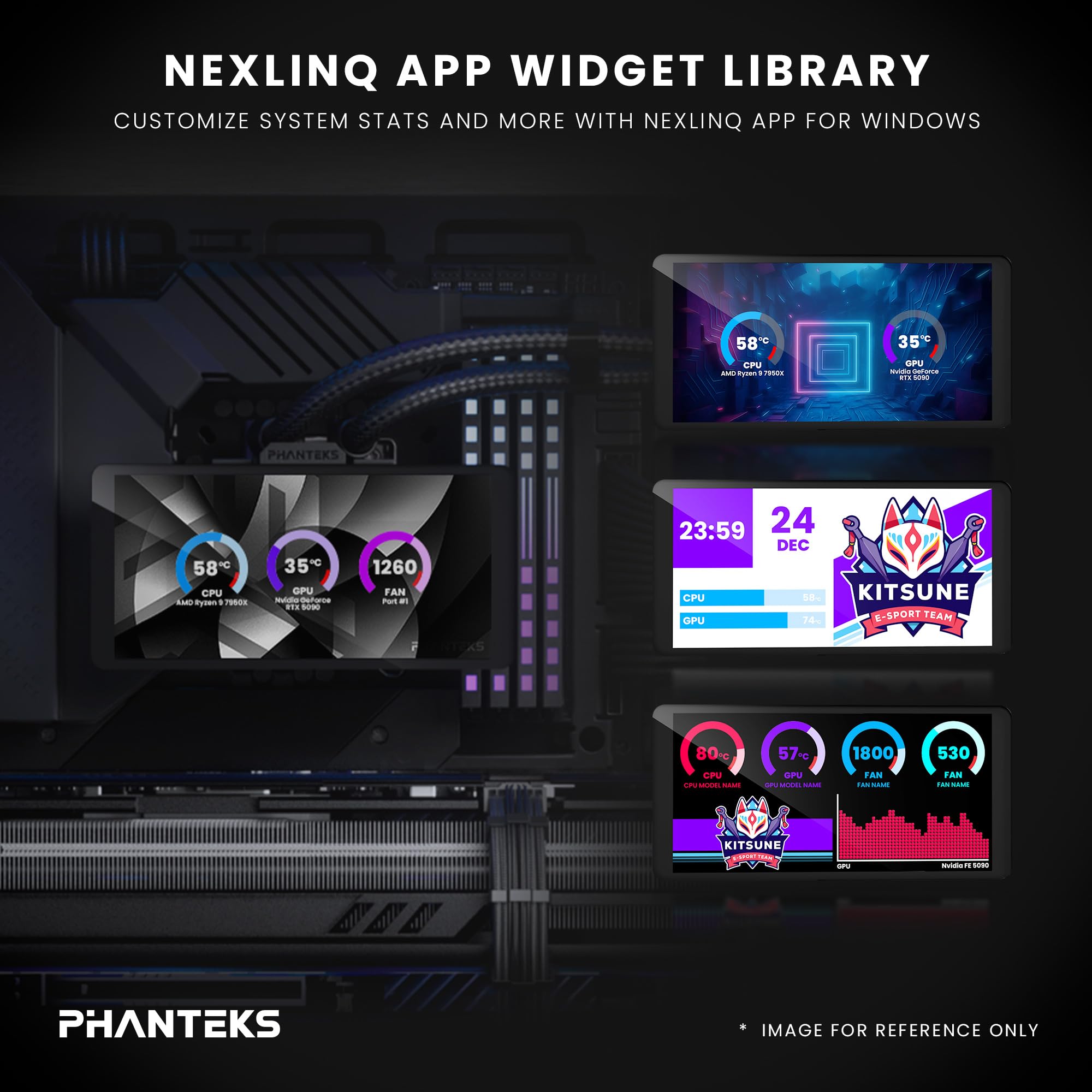 Phanteks Glacier One 360M25-LCD AIO Dissipatore a Liquido per CPU, Display IPS LCD HD da 6”, 3 Ventole 120mm M25 Gen2 D-RGB, Base in Rame ad Alte Prestazioni, Compatibile con Intel & AMD, Nero