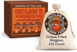 Outlaw X Live Red Wigglers, 275 Count Red Worms for Composting, Fishing, Soil Improvement and More