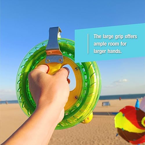 Miniatura 4 de Bobinadora de cuerda para cometas de 7 pulgadas (diámetro) y 650 pies de línea de rueda de cometa bloqueable resistente (verde, 7 pulgadas)