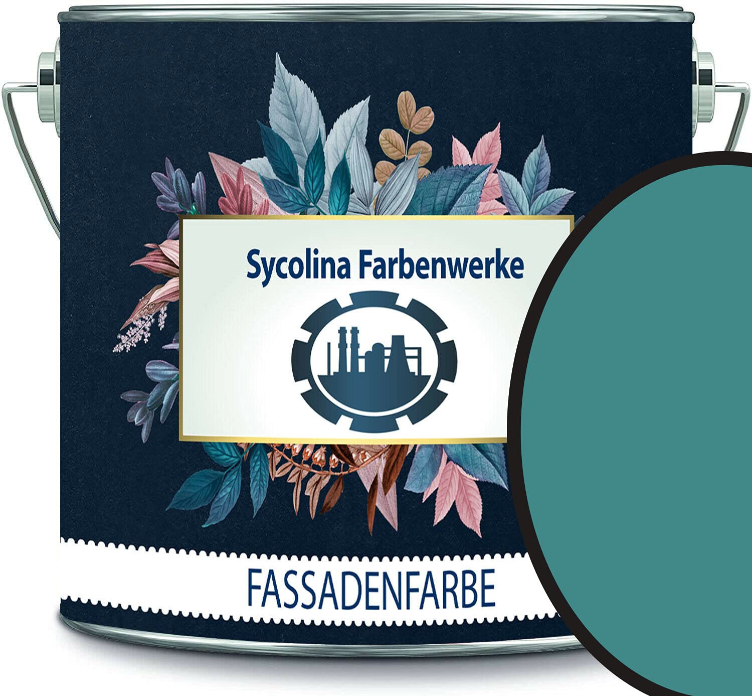 Fassadenfarbe mit Lotuseffekt hochwertige Silikonharzfarbe Sockelfarbe RAL 6033 Minttürkis // Sycolina Farbenwerke