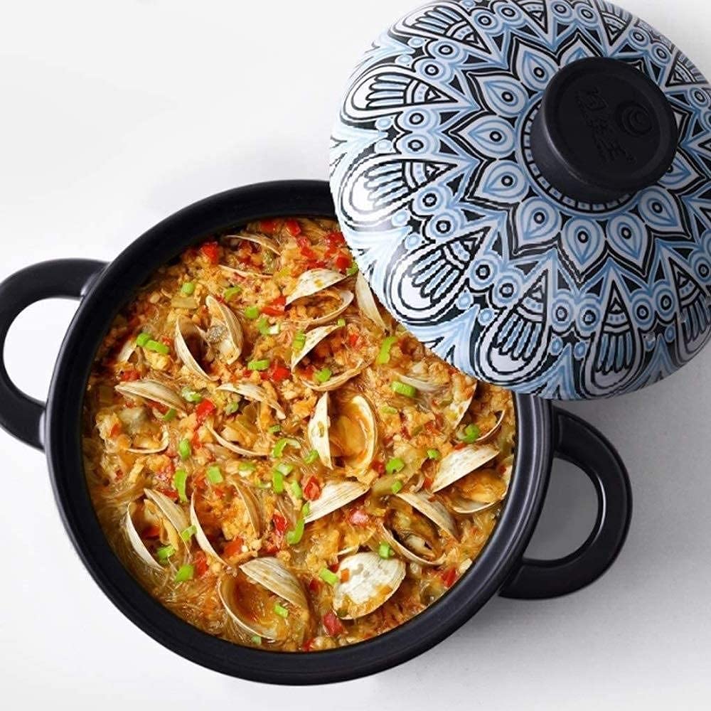 Cocotte en céramique de 2,5 L avec couvercle, marmite en terre cuite Cocotte en céramique de 2,5 L avec couvercle, marmite en terre cuite