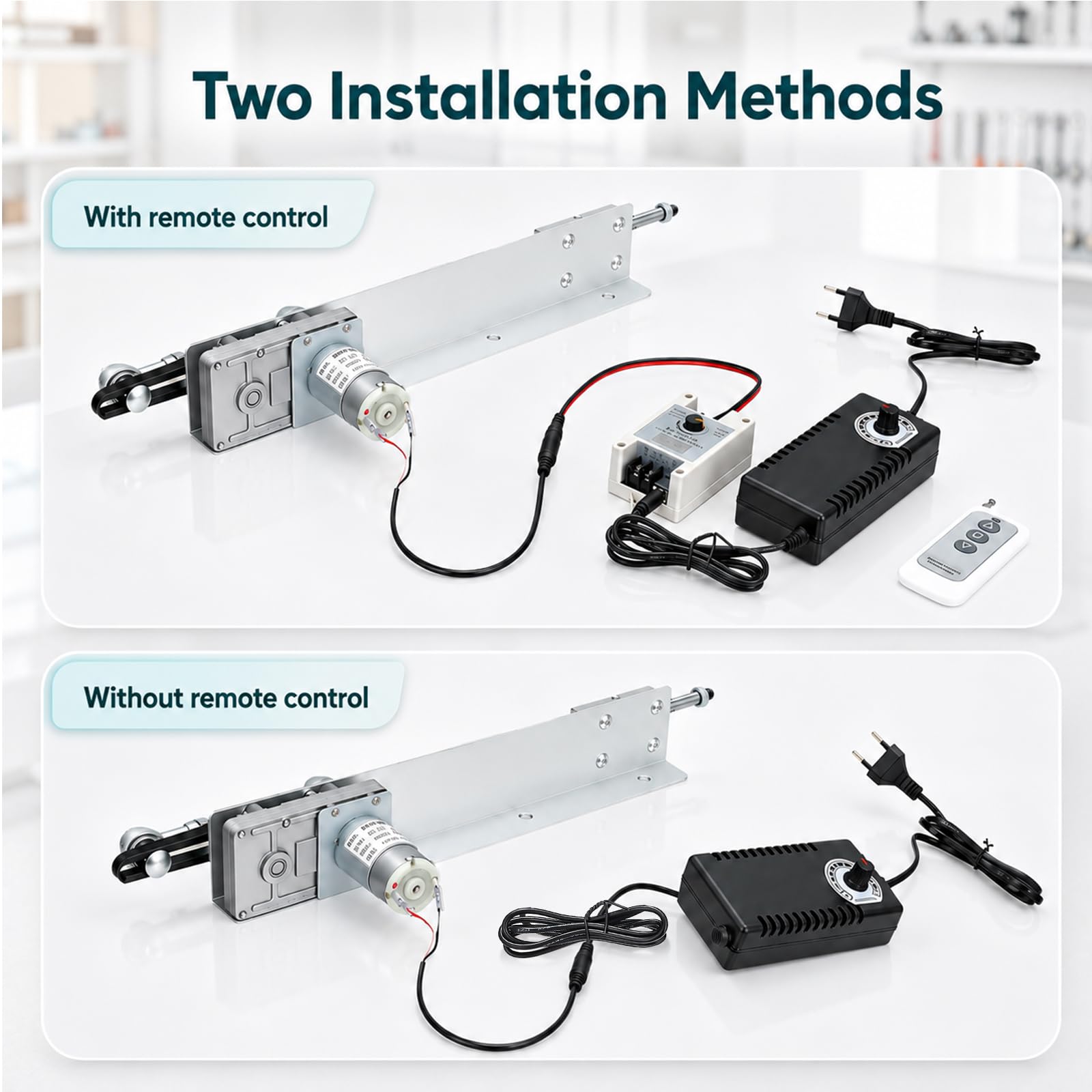 Actuador Lineal Movimiento Alternativo, Motor 24V CC Accionamiento Lineal 120RPM Carrera Ajustable 30 a 150mm Motor Telescópico Ajustable Controlador Velocidad Control Remoto y Soporte Ventosa