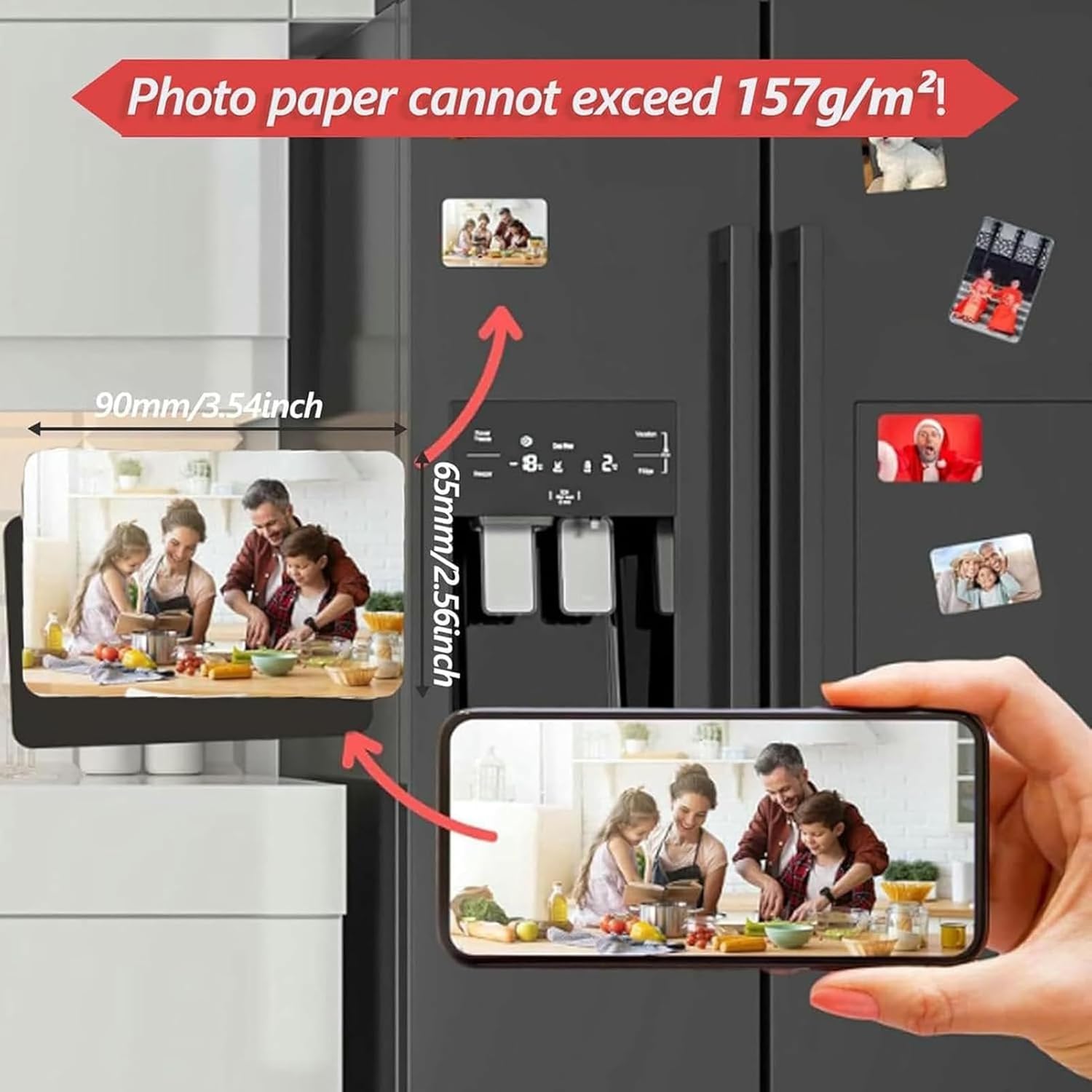 50 x 50/80 x 53/90 x 65 mm, kompletny zestaw do lodówki, magnesy na lodówkę, do zdjęć, zestaw do produkcji magnesów fotograficznych, w zestawie 100 zestawów materiałów