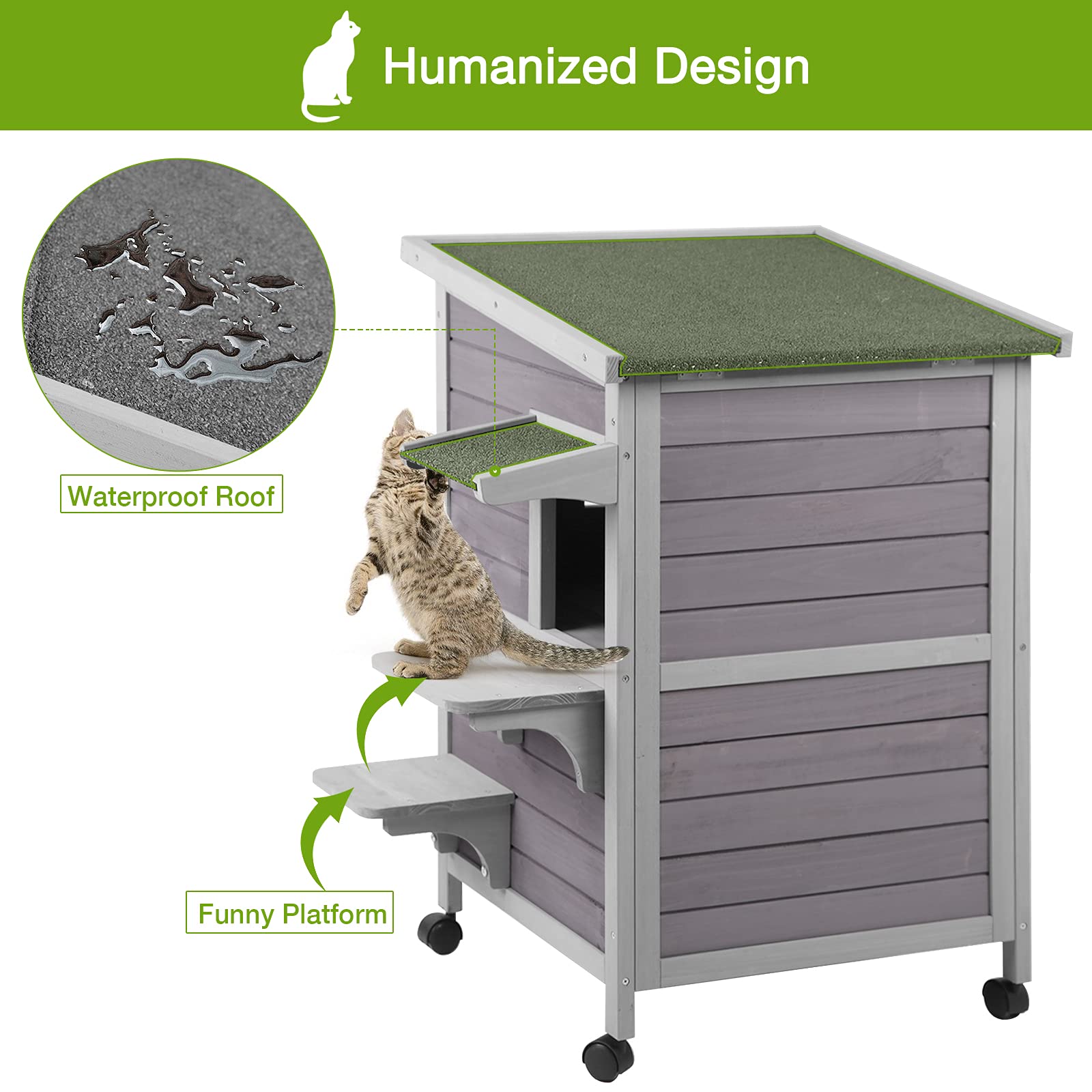 GUTINNEEN Feral Cat House with Escape Door Outdoor Enclosure