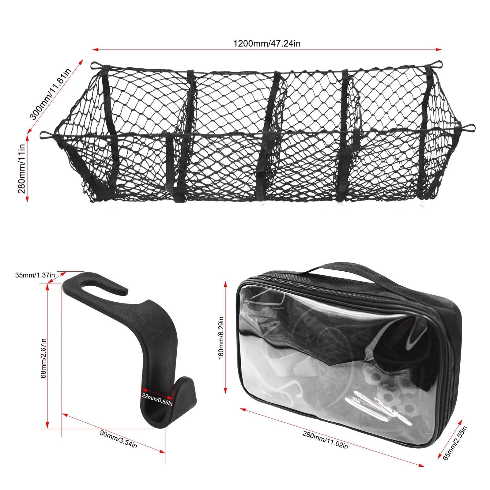 Reti per Auto Rete Portaoggetti per Bagagliaio con 4 Tasche per Dodge per RAM Pickup 1500 2500 3500 4500 5500 4x4 DRW Rumble Bee Rete Elastica(1pc Net)