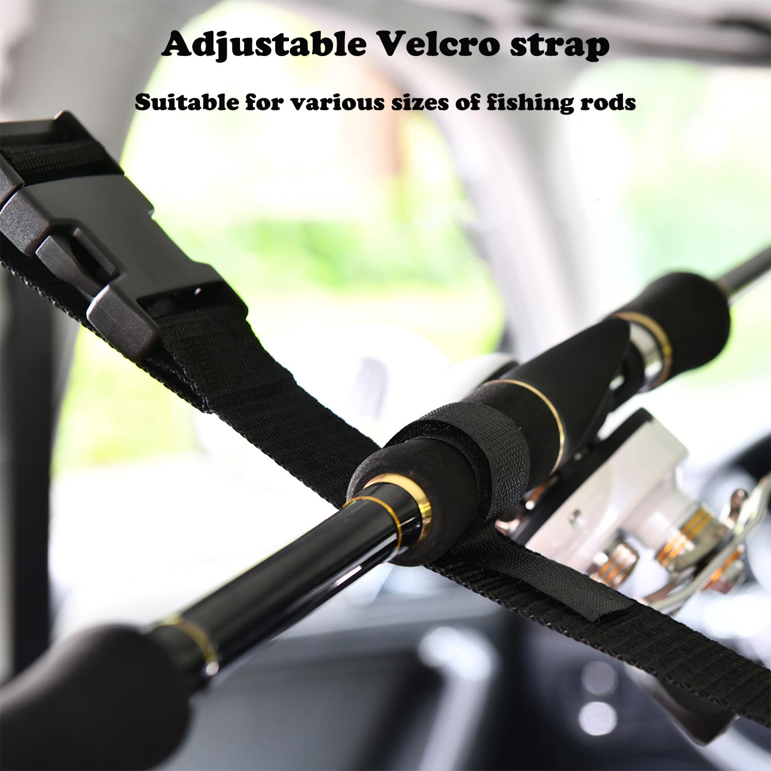 Lot de 2 Supports Canne pour Voiture, Support de Canne à Pêche pour Voiture, Porte-Canne à Pêche de Voiture, Sangle de Canne à Pêche pour Véhicule, pour Voiture Wagon, Camion, SUV