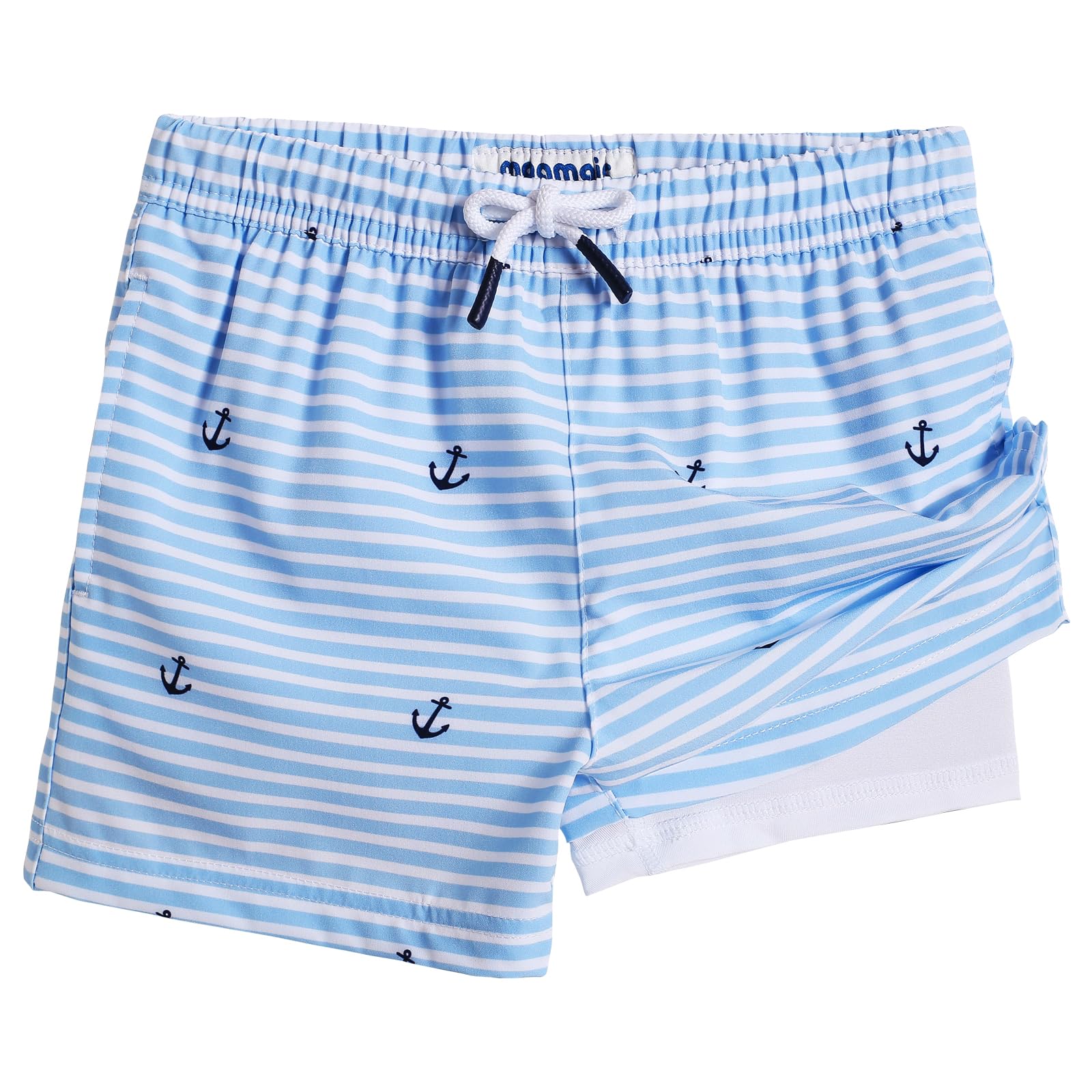 maamgic Boys Swim Trunks with Compression Liner Toddler Stretch Swim Shorts