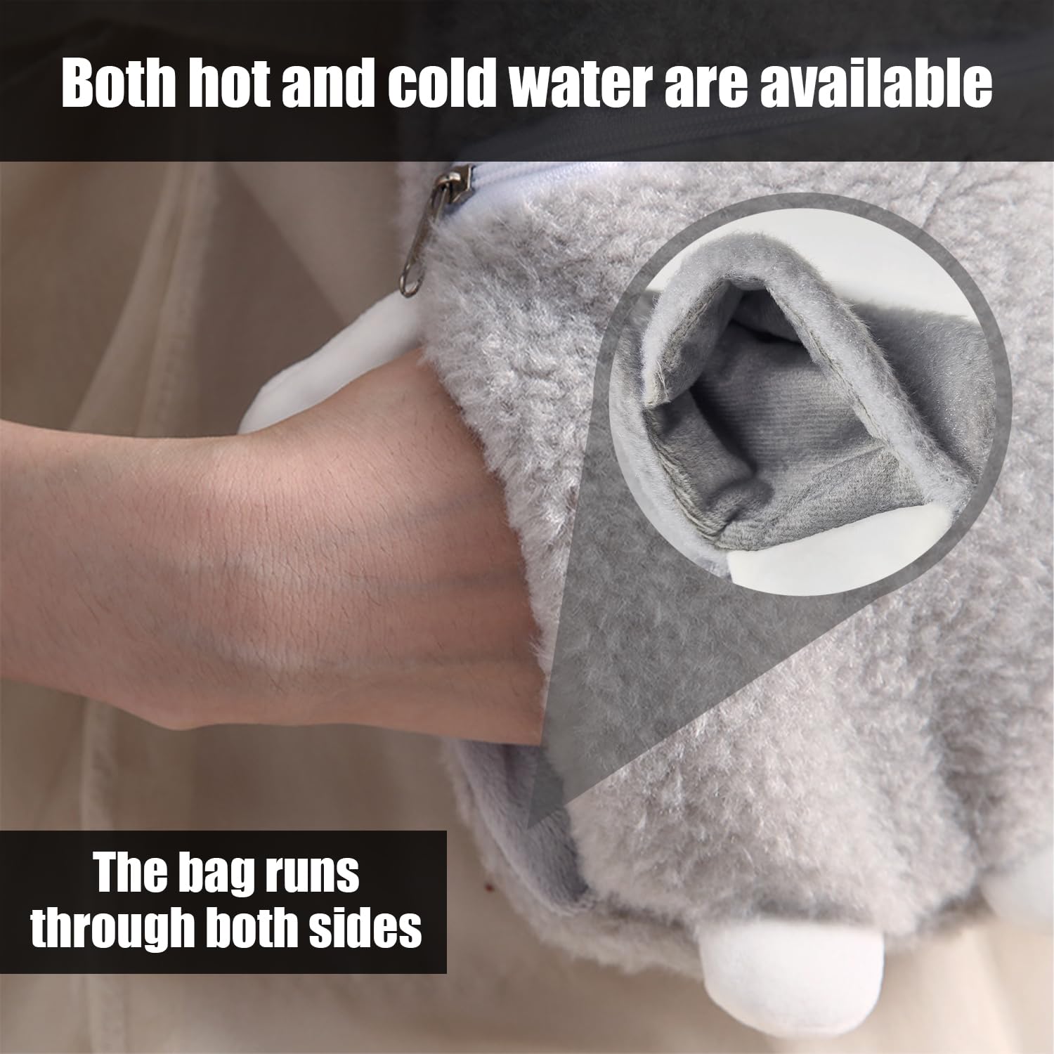 1 botella de agua caliente Koala para invierno, calentador de manos de felpa extraíble, bolsa de agua de PVC con temperatura constante, adecuada para el calor de invierno, bolsa de hielo de verano
