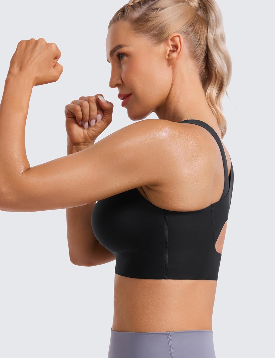 CRZ YOGA Womens Flex Sculpt Racerback Sports Bra - U Neck Medium Impact Padded Wireless Workout Gym Crop Top - Image 4