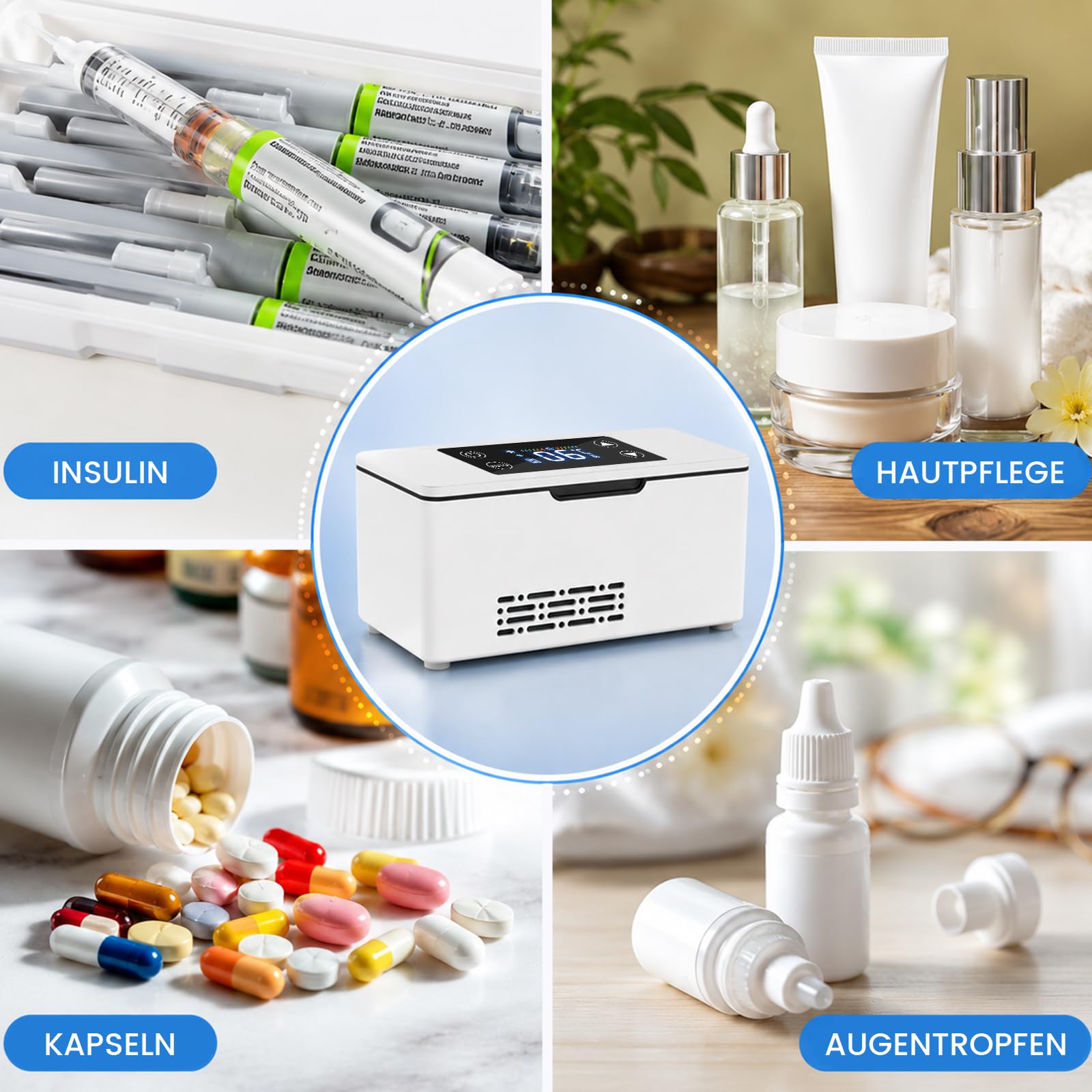 Insulin Kühlbox Elektrisch, 2-8°C Tragbar Medikamenten Kühlbox