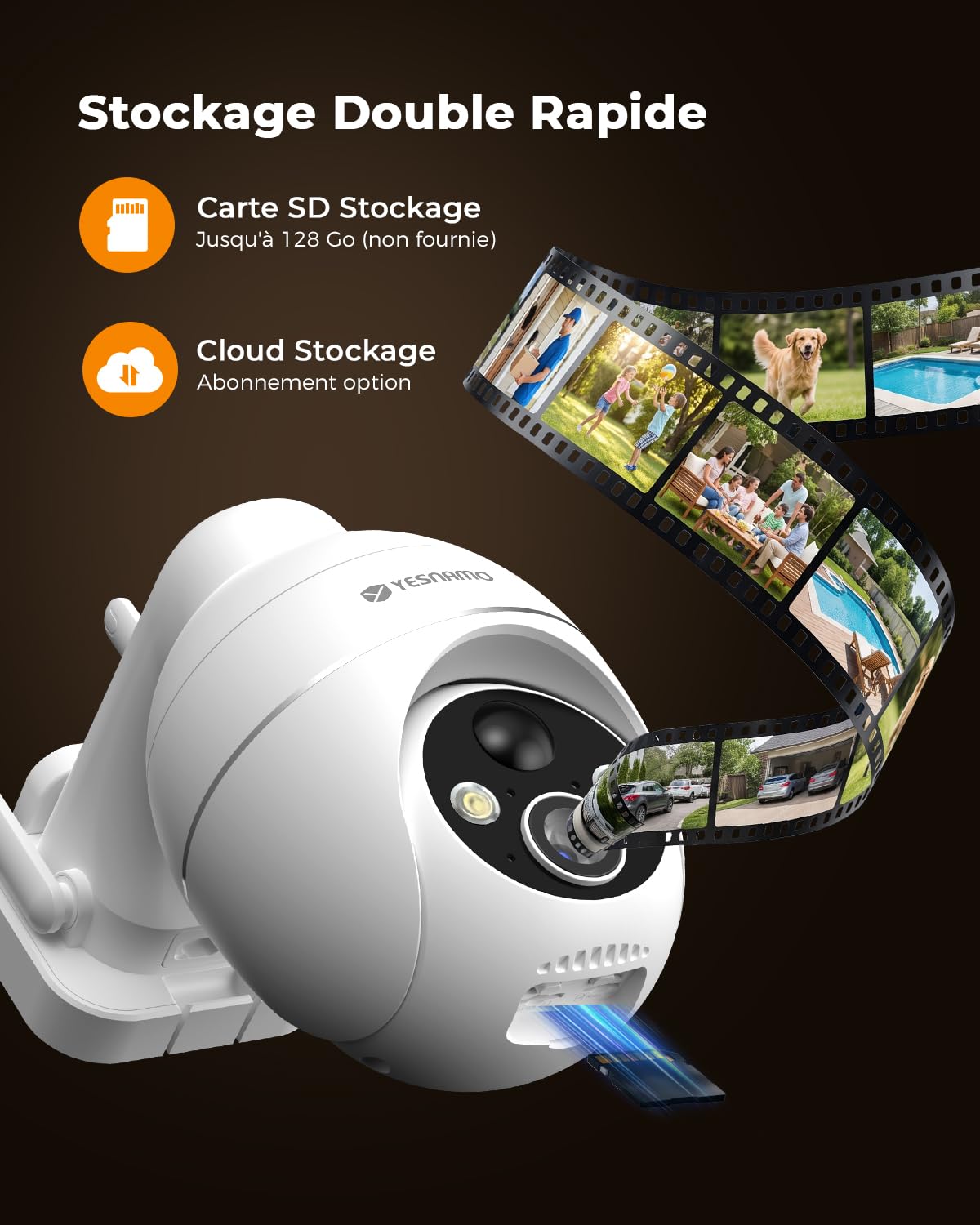 2K Camera Surveillance WiFi Exterieure sans Fil, Énergie Solaire et 360° PTZ, Caméra Solaire Batterie 2,4 G, Double Antenne Vision Nocturne Couleur, Détection PIR Audio Bidirectionnel Blanc