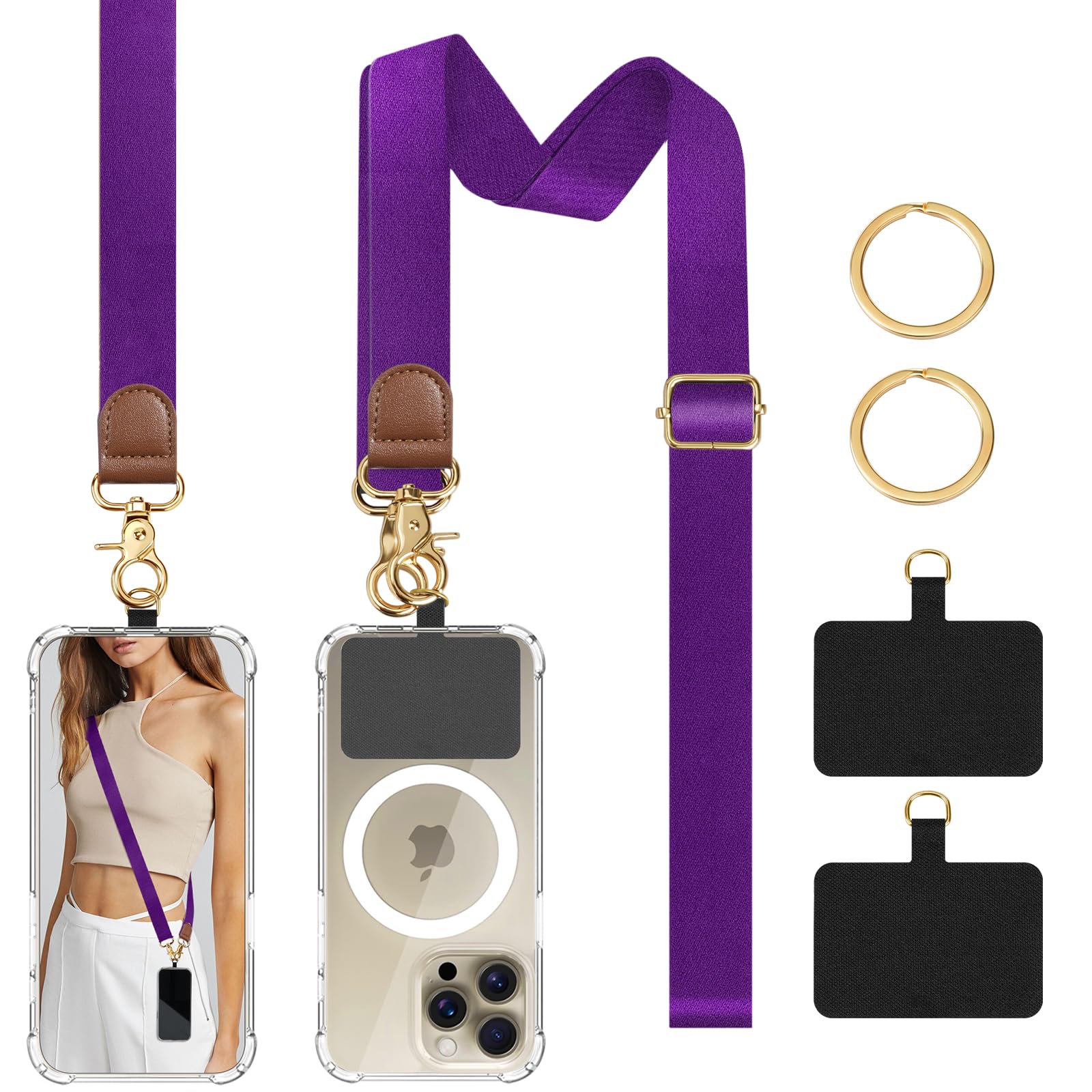 Timovo Unisex Purple Phone Lanyard Crossbody Wrist Strap, Adjustable Anti-Theft Strap For All Smartphone Case, Universal Cell Phone Neck Lanyard For Women And Men,