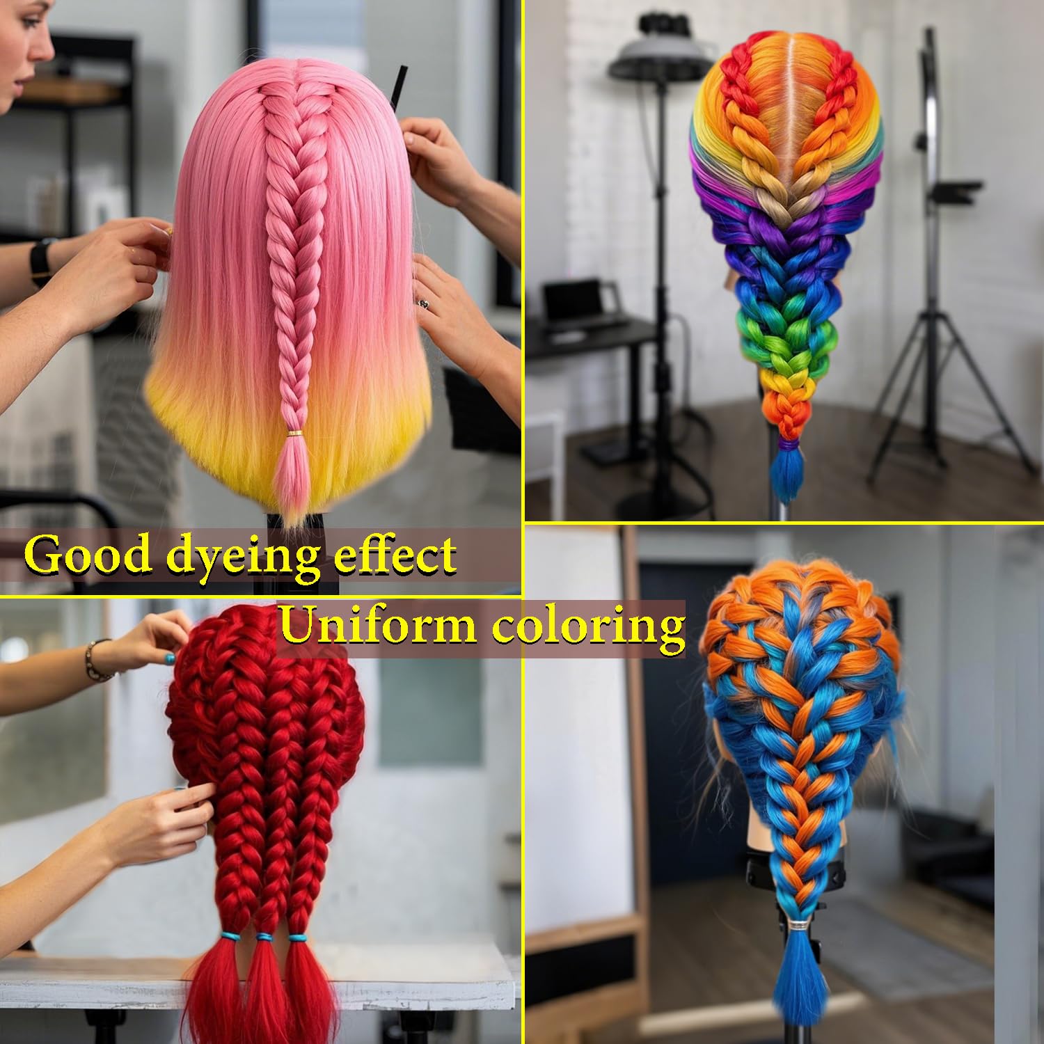 18 Zoll Mannequinkopf mit 100% Echthaar mit Verstellbarer Klemmhalterung Friseurkopf fur Frisurendesign und Flechtibungen (613#)