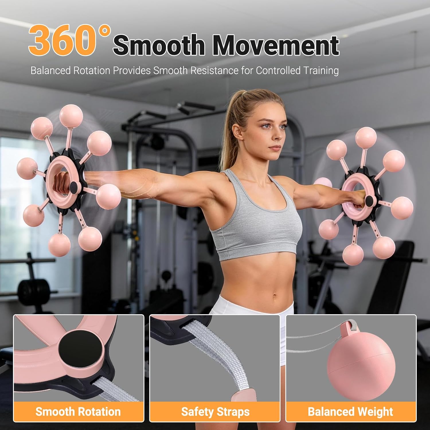 Infinity Hoop for Arm Trainer 360° Hand-Crank Forearm Trainer | Arm Workout Equipment for Women Men Shoulder Exercise Equipment Chest Trainer Arm Muscle UpperBody Training Fitness Equipment
