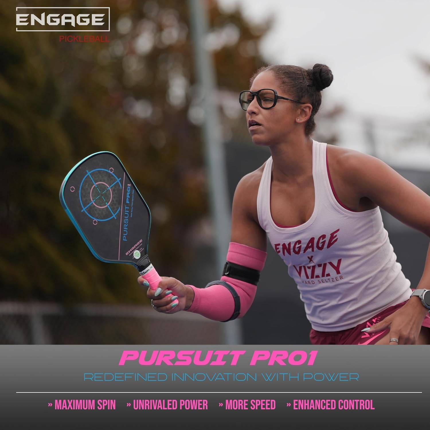 Engage Pursuit Pro1 Pickleball Paddle - Carbon Fiber for Extreme Spin - MachPro Core for Maximum Power & Control (Camo, Standard Weight (8.0-8.3oz))