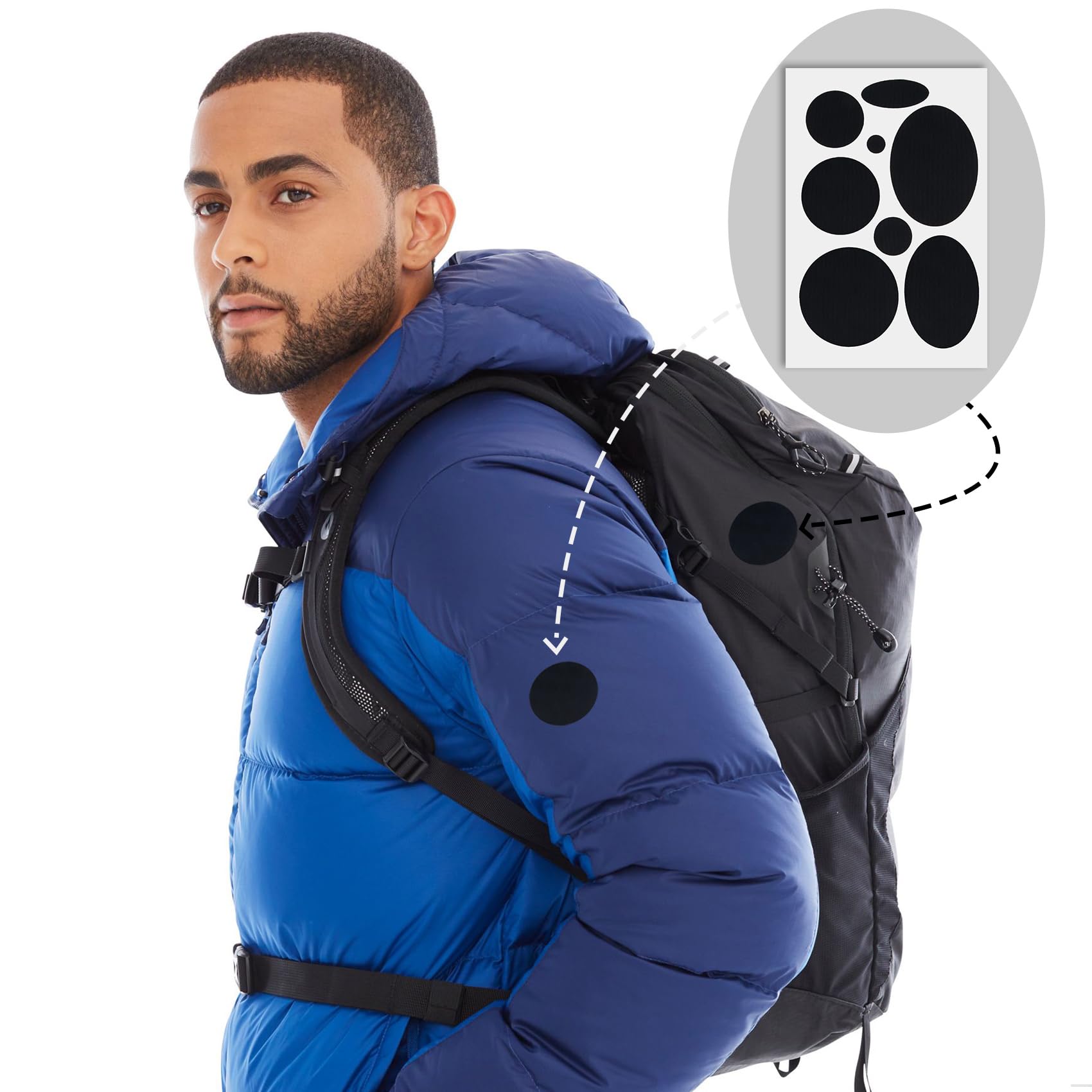 OIIKI Kit de parches de reparación de chaqueta de plumón, parche de reparación de tela de nailon para chaquetas acolchadas, autoadhesivo, impermeable, cinta adhesiva para chaquetas, abrigos, ropa,