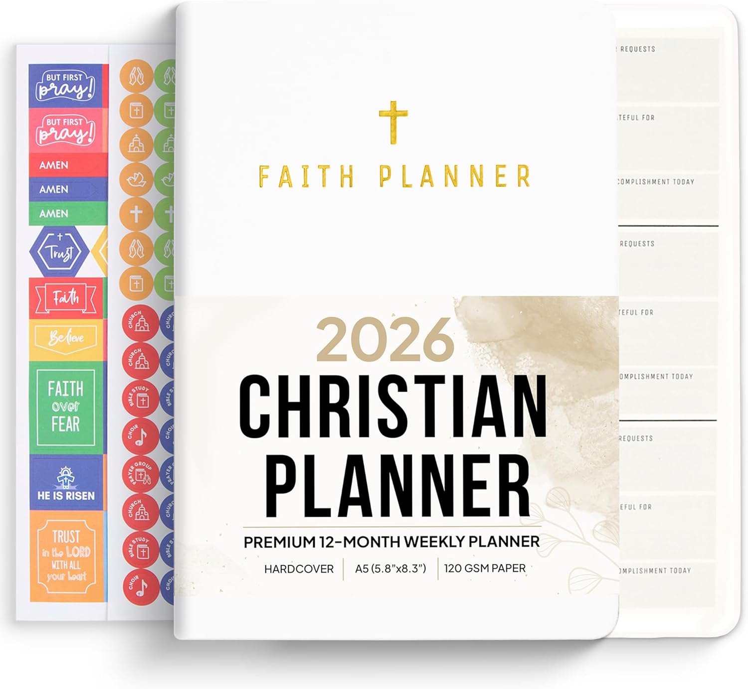 2026 Christian Planner & Prayer Journal | Strengthen Your Relationship with God and Better Navigate His Path for You | Daily Planner w/Bible Verses, Prayer Prompts, & Habit Tracking (White)