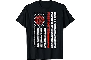 Firefighter Husband Father Fireman Fathers Day Gift for Dad T-Shirt