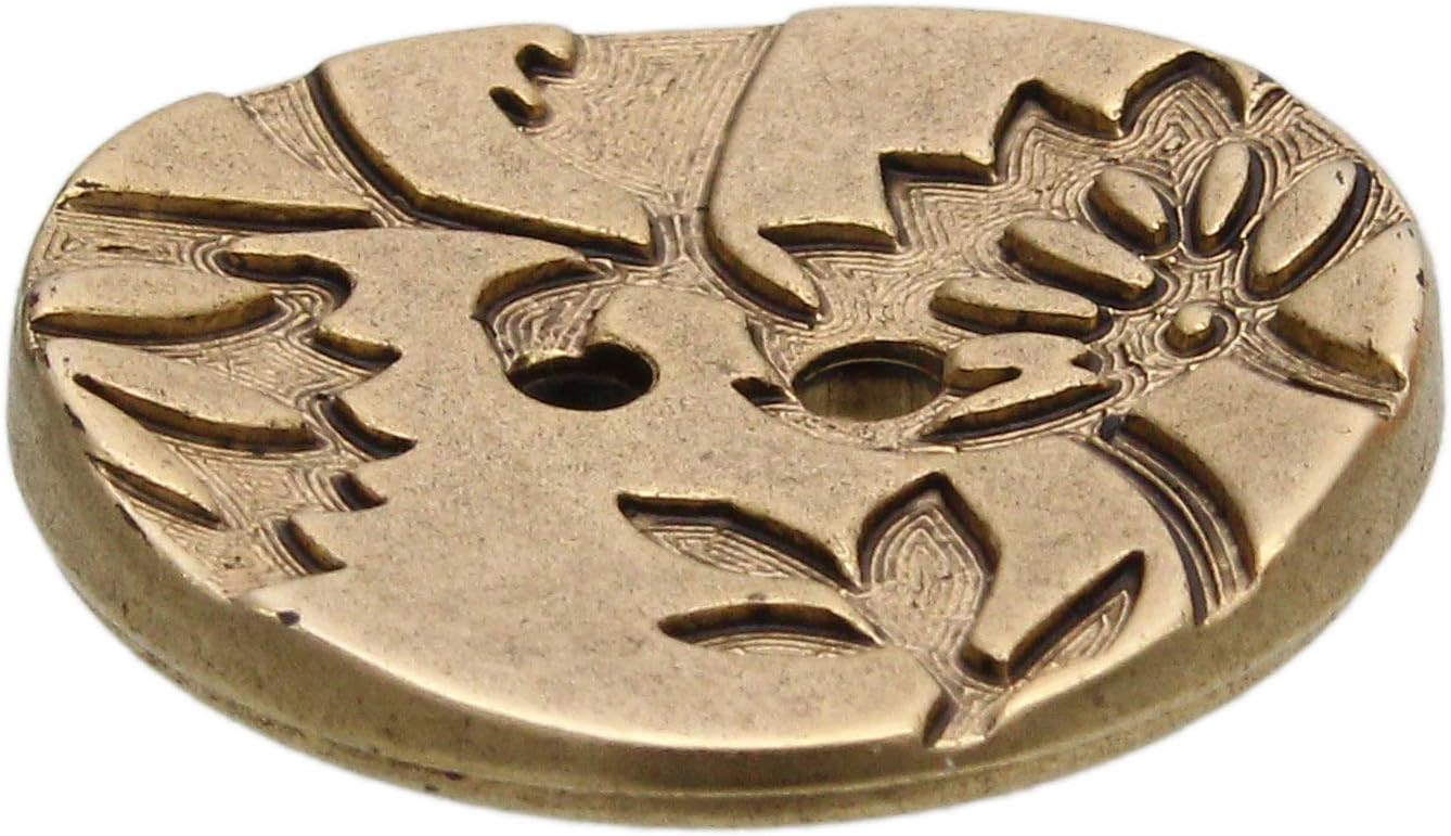 Mibo Buttons & Accessories 8pcs ABS Metal Plated Button - 2 Hole - Engraved Flower Pattern - 22L(22mm) - Matte Antique Gold image 2