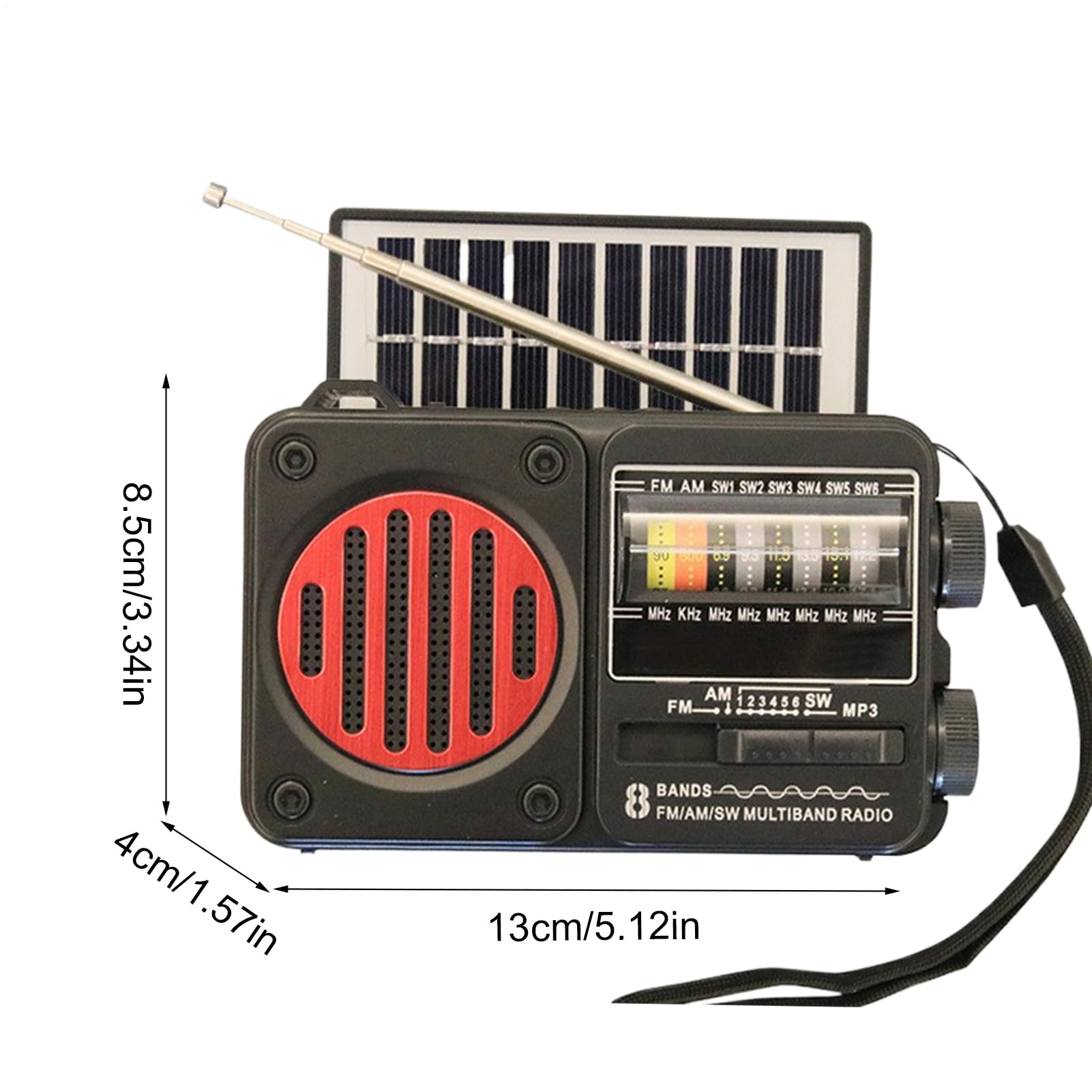 Radio a Manovella a Batteria con Torcia USB e Solare per Campeggio Sopravvivenza