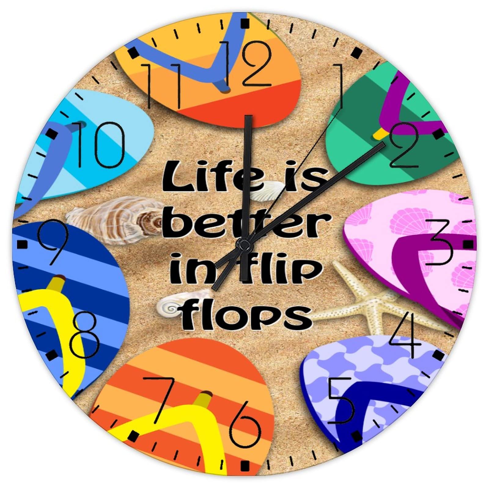 Horloge murale silencieuse vintage avec étoile de mer pour décoration de chambre