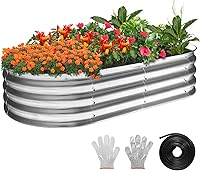 Vista 1 de Cama de jardín elevada, 4 x 2 x 1 pies, cama elevada de metal para exteriores, cama elevada de metal para verduras, flores, hierbas