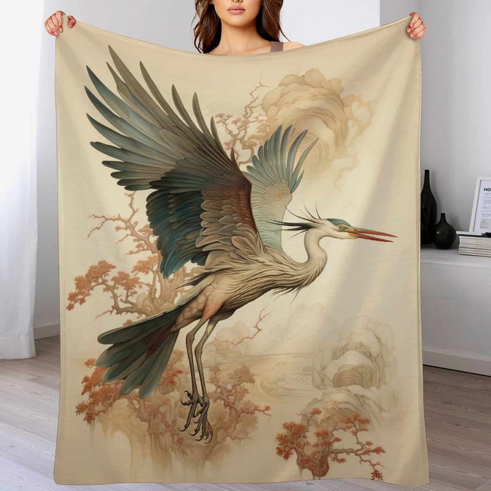 Manta de franela cómoda de grúa ideal para tardes de lectura en el sofá
