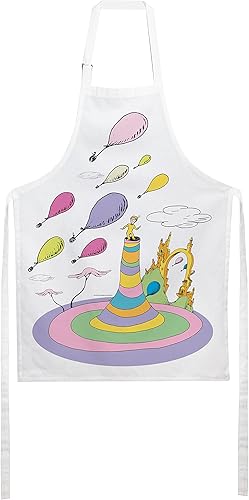 Dr. Seuss Oh The Places You Go - Delantal con globos, Blanco, L